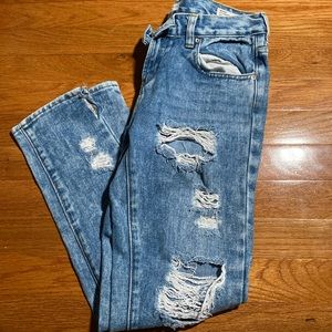 BULLHEAD DENIM CO. Women’s Skinny Boyfriend  Distressed Mid-Waist Jeans